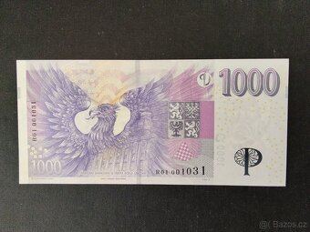 1000 Kč PŘITISK vzácná první série R 01, více bankovek víz o - 2