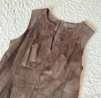 Dámské kožené hnědé šaty, vel. 40, jak NEW - 2