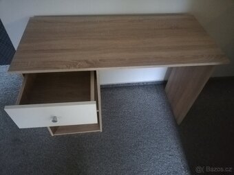 Psací stůl, dekor dub sonoma+bílá, použitý, nevyužitý, - 2