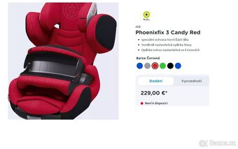 Prodám autosedačku Phoenixfix 3 Candy Red - 2
