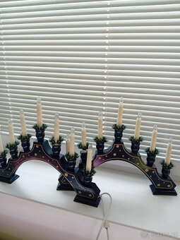 Dřevěný svícen - modrý, vánoční dekorace - 2