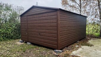 Moderní plechová tmavě hnědá garáž 4x6 - 2