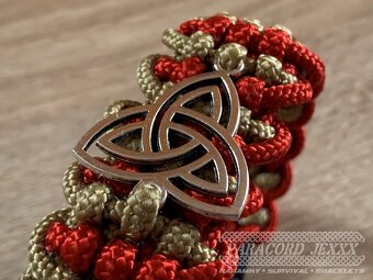 PARACORD náramek TRIQUETRA (19 cm) red - bronze - 2