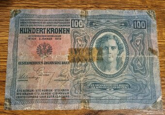 100 kronen 1912 série 3479, s přetiskem DEUTSCHÖSTERAICH - 2