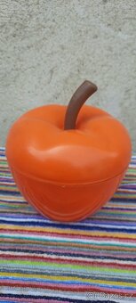 Retro Starší plastová dóza Jablko Oranž - 2