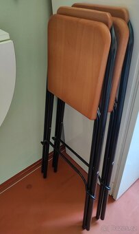 Barová židle 2 ks, skládací. Kov,dřevo - 2