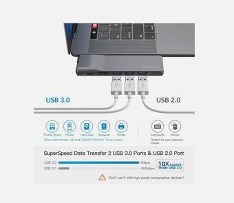 USB 3.0 HUB Dodocool DC73 aluminium pro MacBook - 2