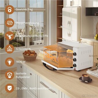 Mini trouba WOLTU, trouba na pizzu 32 l, 1600 W - 2