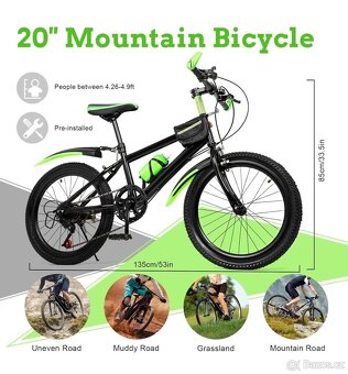 Dětské kolo 20" 7 rychlosti Horské kolo pro mládež“7-11 Let - 2