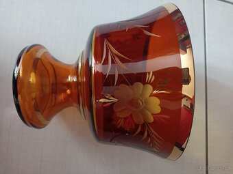 Velká mísa na noze - hnědá, sklo, výška 20cm - 2