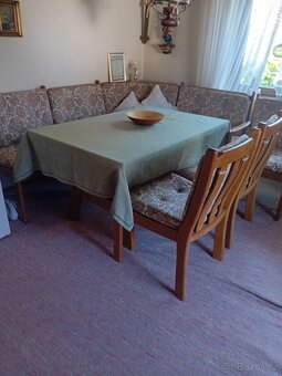 kuchyňská, rohová lavice, jídelní stůl, 2 židle, dub rustik - 2