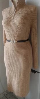 Teplé béžové svetrové šaty - 2