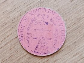 Vzácná papírová nouzová mince 10 Centim. 1914-1924 Montpezat - 2