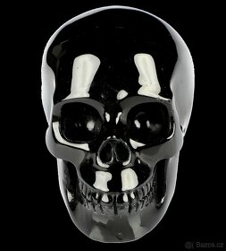 Anatomická černá lebka, leštěný obsidián 1,45kg - 2