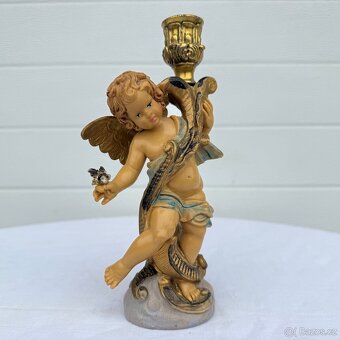 Anděl figurální svícen masivní vinyl malovaný - 2