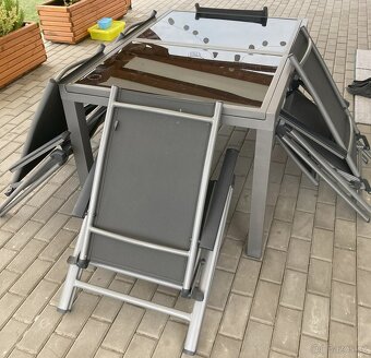 zahradní stůl a 6 x polohovací židle, hliník - 2