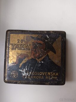 Starožitná plechová krabička na cigarety YAKA - 2