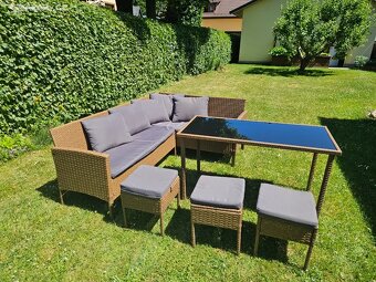 Sedací zahradní hnědá souprava umělý ratan set zahradní náby - 2