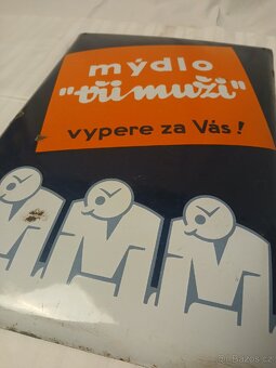 Starožitna smaltovana cedule mýdlo "tři muži" - 2