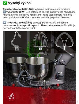 Kuchyňský planetární robot 2 misky v sadě MPM MRK-20 2600 W - 2