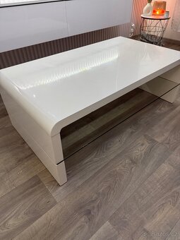 Konferenční stolek bílý lesk - 2