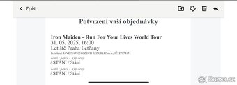 2x lístek na IRON MAIDEN - stání - 2