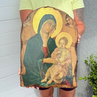 Velká dřevěná ikona s Pannou Marií a Ježíškem - 2