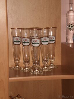 sklo - pivní  poháry na stopce - dekor - 0,3 l - neužívané - 2