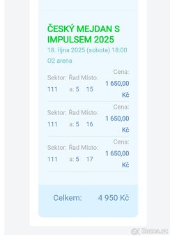 3 vstupenky na Český mejdan s Impulsem (super místa) - 2