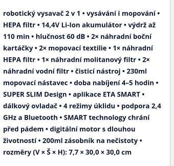 Robotický vysavač ETA Torro 0251 90000 černý - 2