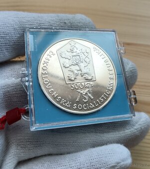 Vzácnější Stříbrná mince 500kčs Matice Slovenská 1988 Proof - 2