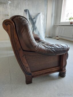 Prodám - STAROŽITNÉ, KOŽENÉ SOFA + KŘESLO - 2