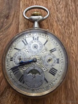 Obří kapesní hodinky s kalendářem a lunárními fázemi - 2