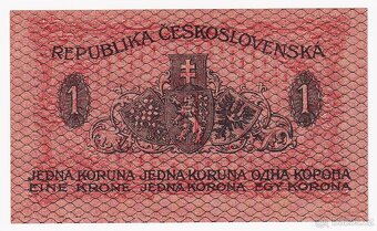 Vzácnější 1 Kč 1919 z 1. emise československých státovek - 2