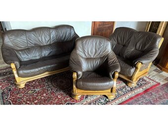 Dubová rustikální kožená sedačka, 3788 - 2