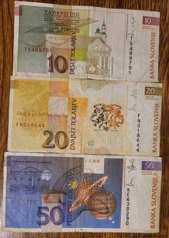Konvolut bankovek Slovinsko 10, 20, 50 tolarjev z roku 1992 - 2