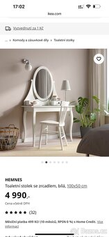 Toaletka se zrcadlem (bílá, IKea) - 2