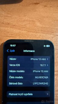 iPhone 13 mini 128GB černý - baterie 83% hezký stav io18.7.1 - 2