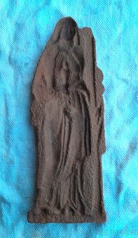 Velký litinový starý anděl reliéf socha kříž Ježíš Kristus - 2