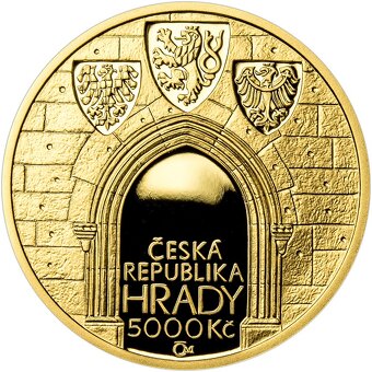 Zlatá 5000Kč mince ČNB Hrad Kost, 2016, proof - 2