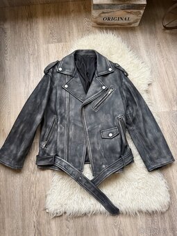 Fine Furs šedá kožená bunda, nová - 2