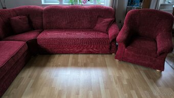 Rohová sedací soupravu, rozkládací s křeslem - 2
