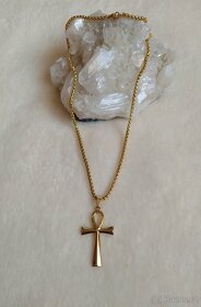 Nilský kříž se silnějším řetízkem - zlacená chirurgická ocel - 2