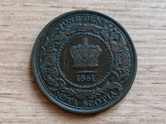 One Cent 1861 kolonie Nova Scotia koloniální mince Kanada - 2