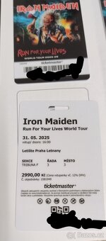 Iron maiden 31.5.2025 prodej 2 vstupenky - 2