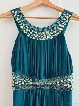 Tmavě tyrkysové plesové šaty Michell velikost M - 2