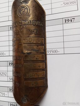 Čz 98 výrobní štítek 1939 - 2