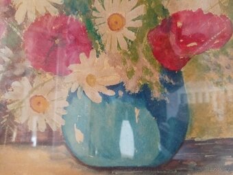 OBRAZ OLEJ V DŘEVĚNÉM VYŘEZÁVANÉM RÁMU SIGNATURA - 2