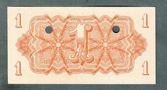 Staré bankovky 1 koruna 1944 VZÁCNÁ perforace - 2