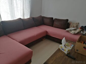 Sedací souprava Chivas, tvar pravé U,  hnědá látka - 2